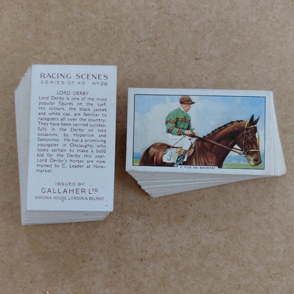 Racing Scenes complete set 48 cigarette cards paardenraces, Ophalen, Gebruikt