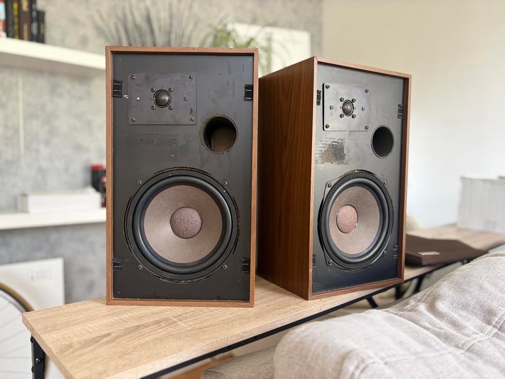 Houten Scott luidsprekers | Dual onderdelen nieuwe crossover, Audio, Tv en Foto, Gebruikt, 60 tot 120 watt, Front, Rear of Stereo speakers