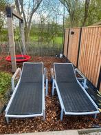 2x Ligbedden met wielen - Hout en metaal, Ophalen, Gebruikt, Hout, Verrijdbaar