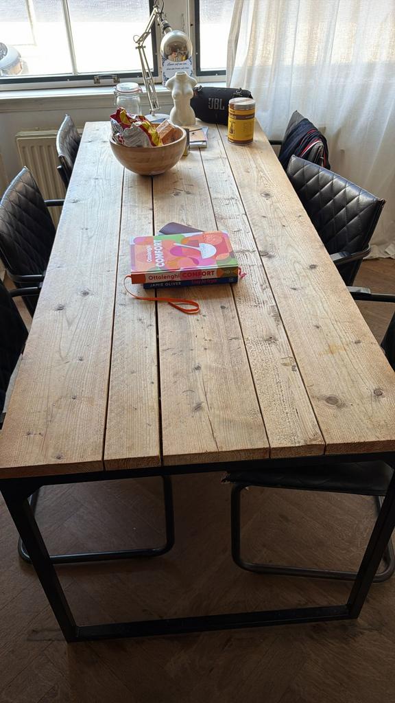 Houten tafel, Huis en Inrichting, Ophalen, Gebruikt, 50 tot 100 cm, Vijf personen of meer