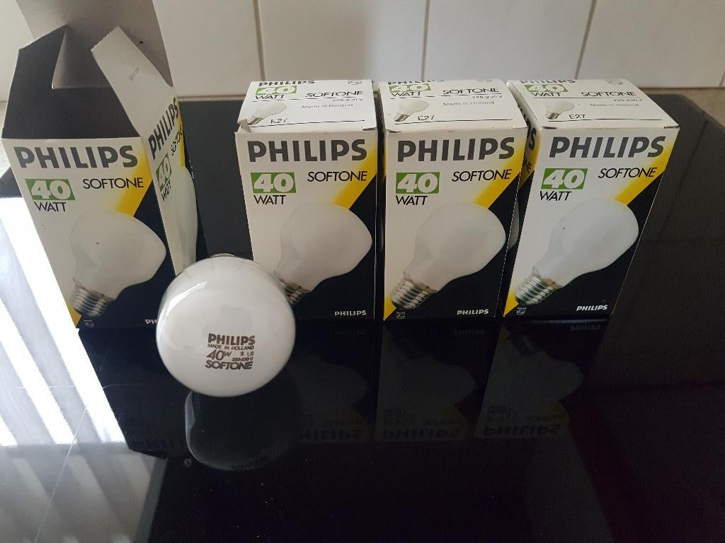 Philips gloeilampen SOFTONE 40 WATT 4 stuks NIEUW, 30 tot 60 watt, Nieuw, Soft of Flame, Gloeilamp