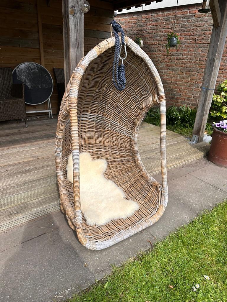 Rotan Hangstoel Riet, Tuin en Terras, Ophalen, Zo goed als nieuw, Rotan