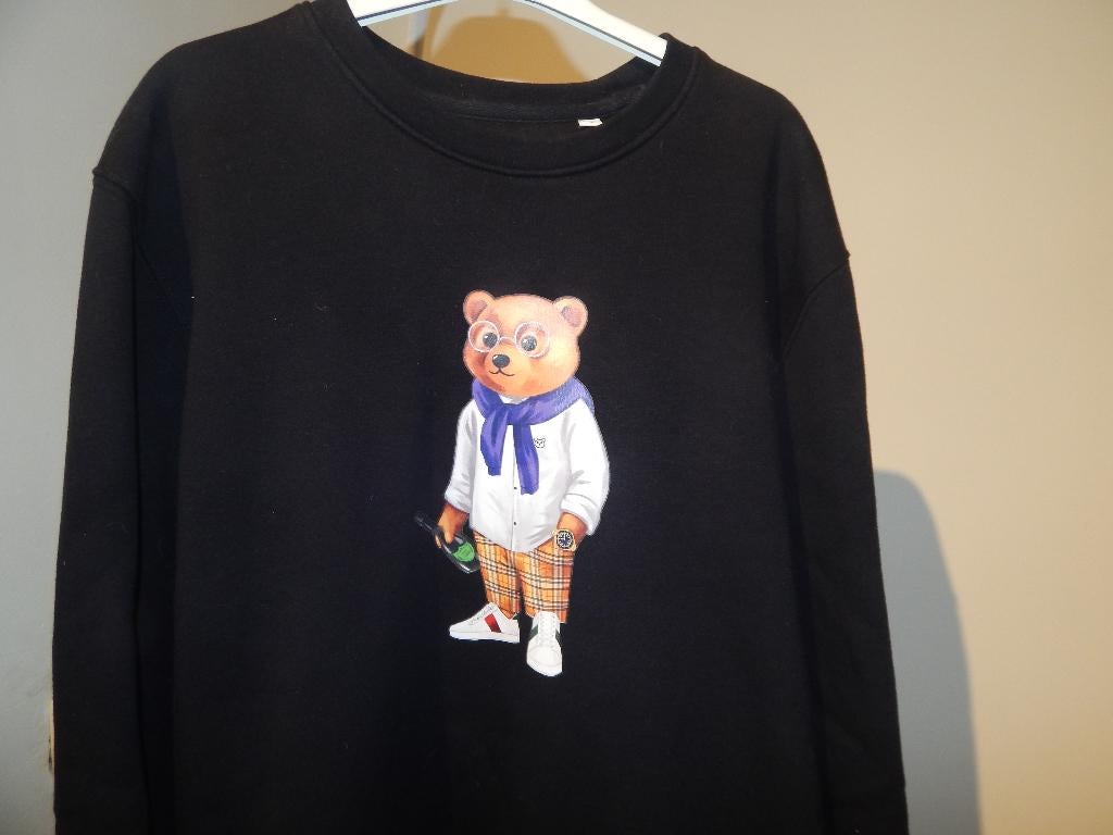 Baron Filou zwarte sweater beer print in kleur Als Nieuw M, Kleding | Heren, Truien en Vesten, Baron Filou, Zwart, Zo goed als nieuw