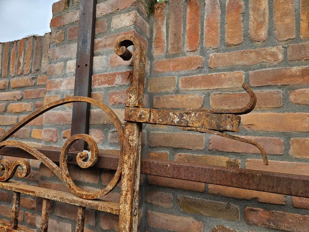 Prachtig zwaar antieke smeedijzeren dubbele poort / hekwerk, Ophalen, IJzer, Sierhekwerk