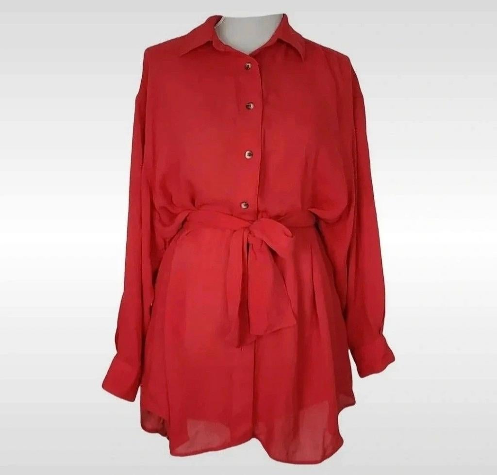 American Vintage Rode Blouse Striklint Maat S, Kleding | Dames, Blouses en Tunieken, Verzenden, Zo goed als nieuw, American Vintage