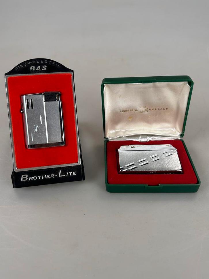 Vintage Aanstekers in Doos - Brother-Lite & Lindbergh, Antiek en Kunst, Antiek | Overige Antiek, Ophalen of Verzenden