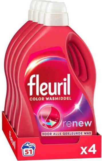 Nieuwe 4 x 2,55 liter Fleuril Renew kleur wasmiddel grootver beschikbaar voor biedingen
