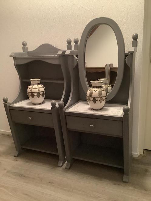 2 brocante nachtkastjes zwart barok dressoir buffetkast enz, Huis en Inrichting, Tafels | Kaptafels, Ophalen
