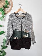 Vintage cozy cottage geborduurd fluffy vest L/XL, Kleding | Dames, Vintage, Ophalen of Verzenden, Zo goed als nieuw, Maat 42/44 (L)