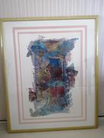 Kunst schilderij zeefdruk abstact, gesigneerd Ian W King, Ophalen