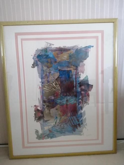 Kunst schilderij zeefdruk abstact, gesigneerd Ian W King, Antiek en Kunst, Kunst | Etsen en Gravures, Ophalen