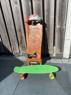 Twee Skateboards: Groen Skateboard en houten skateboard, Sport en Fitness, Skateboarden, Ophalen, Gebruikt, Skateboard, Longboard