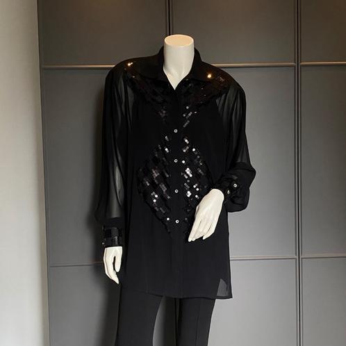 Blouse zwart met pailletjes / 40, Kleding | Dames, Blouses en Tunieken, Zo goed als nieuw, Maat 38/40 (M), Zwart, Ophalen of Verzenden