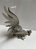 Gedetailleerde tinnen kemphaan, 17cm hoog., Ophalen of Verzenden