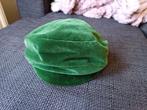 Vintage fluwelen groene pet (niet gedragen), Ophalen of Verzenden, Zo goed als nieuw, One size fits all, Pet