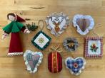8 Vintage Kerst hangers & 1 tree topper handgemaakt rookvrij, Ophalen of Verzenden, Zo goed als nieuw