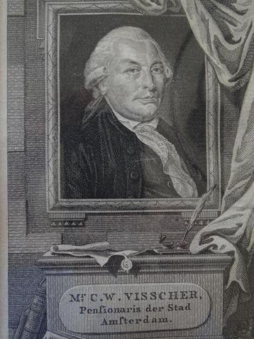 gravure portret CW Visscher pensionaris Amsterdam, Vinkeles beschikbaar voor biedingen