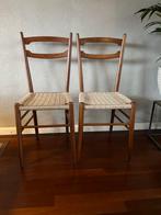 2 Vintage Italiaanse stoelen in de stijl designer Gio Ponti, Gebruikt, Twee, Bruin, Vintage