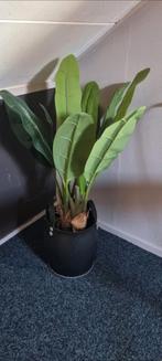 Prachtige grote kunstplant in pot van leer!, Ophalen, Zo goed als nieuw
