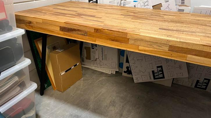 Houten eettafel (lijkt op By fonQ Tygo eettafel), Huis en Inrichting, Tafels | Eettafels, Gebruikt, 150 tot 200 cm, 50 tot 100 cm