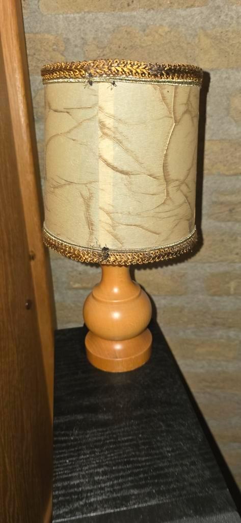Vintage Tafellampen Set - Jaren '60/'70, Huis en Inrichting, Lampen | Vloerlampen, Gebruikt, Minder dan 100 cm, Hout, Stof, Ophalen of Verzenden