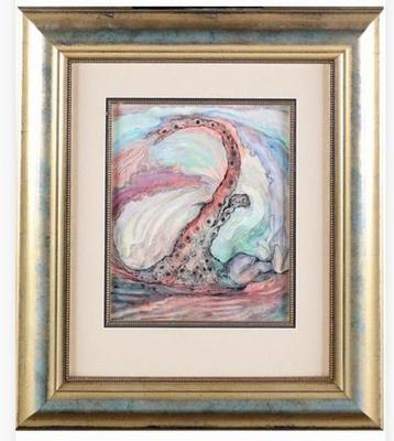 Schilderij aquarel T.H. Ferkranus “monster” gouache 29x 24cm beschikbaar voor biedingen