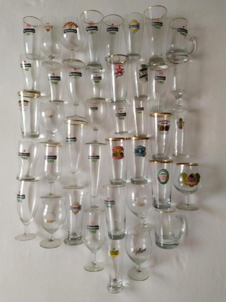 40 Heineken bierglazen, waaronder zéér bijzondere!, Verzamelen, Biermerken, Zo goed als nieuw, Glas of Glazen, Heineken, Ophalen