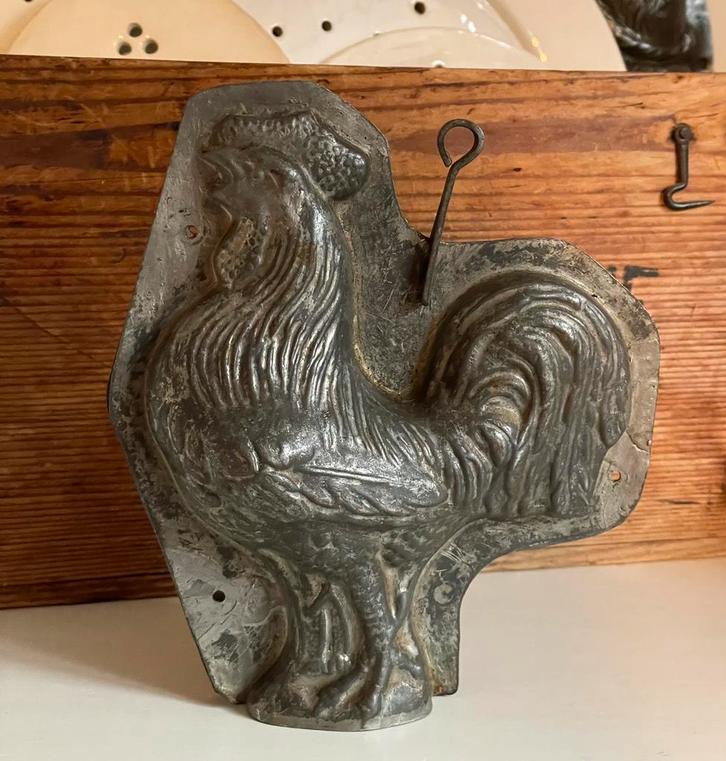 Brocante oude chocolademal / chocoladevorm Haan, Antiek en Kunst, Curiosa en Brocante, Verzenden