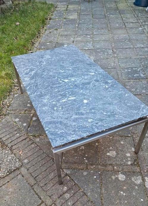 Tuin/salontafel granieten blad & RVS onderstel, Tuin en Terras, Tuintafels, Zo goed als nieuw, Rechthoekig, Overige materialen