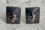 Vintage Niello Siam Sterling Manchetknopen, Ophalen of Verzenden, Zilver, Manchetknopen