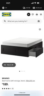 Bed and mattress, Huis en Inrichting, Slaapkamer | Bedden, Ophalen, Zwart, Tweepersoons, Zo goed als nieuw