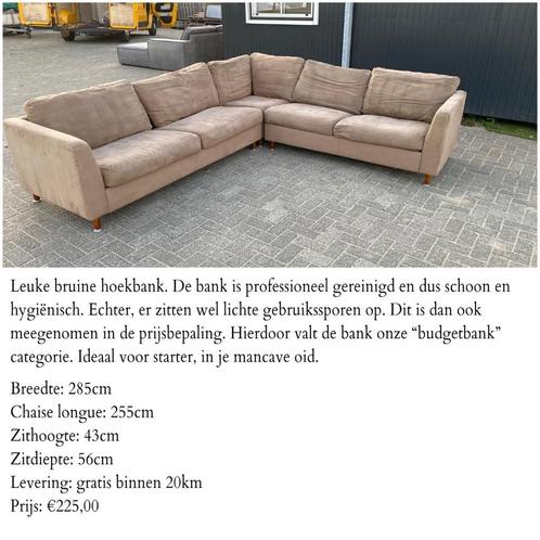 !!ACTIE!! Bruine hoekbank, gratis levering, Huis en Inrichting, Banken | Bankstellen, Gebruikt, Hoekbank, Vierpersoons of meer
