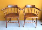 Set van 2 vintage Engelse stoelen met armleggers, antiek, Huis en Inrichting, Stoelen, Gebruikt, Twee, Bruin, Vintage