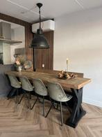 Steigerhout tafel en bank met opbergruimte, Ophalen, 200 cm of meer, 50 tot 100 cm, Zo goed als nieuw