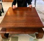 Houten opium salontafel van hardhout, Gebruikt, Vier personen, Eikenhout, Vierkant