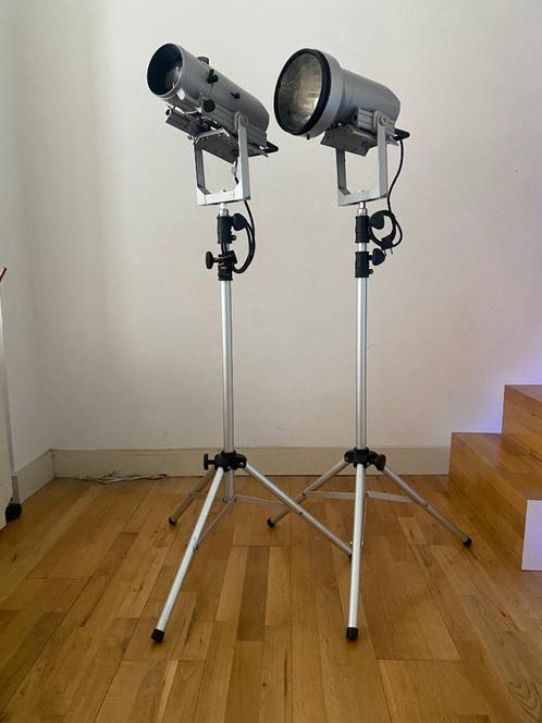 Erco Stella spots op statief, Huis en Inrichting, Lampen | Spots, Gebruikt, Vloerspot of Grondspot, Metaal of Aluminium, Halogeen