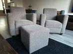 Fauteuils met poef - Stijlvolle set, Huis en Inrichting, Minder dan 75 cm, Ophalen of Verzenden, Zo goed als nieuw, 75 tot 100 cm