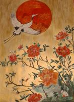 Schilderij met kraanvogel en bloemen, Verzenden