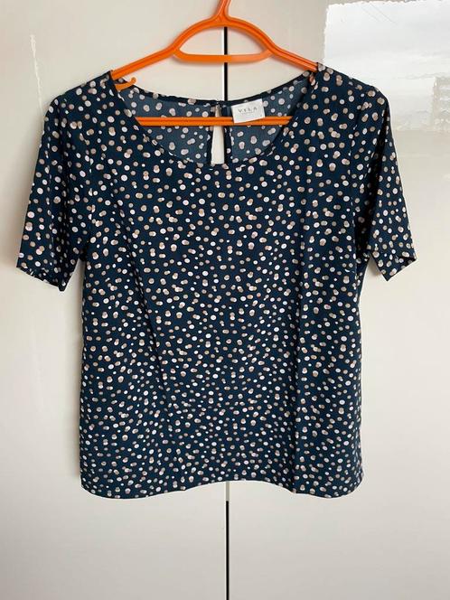 Blauwe blouse/ t-shirt van Vila- maat S, Kleding | Dames, Tops, Gedragen, Maat 36 (S), Wit, Ophalen of Verzenden