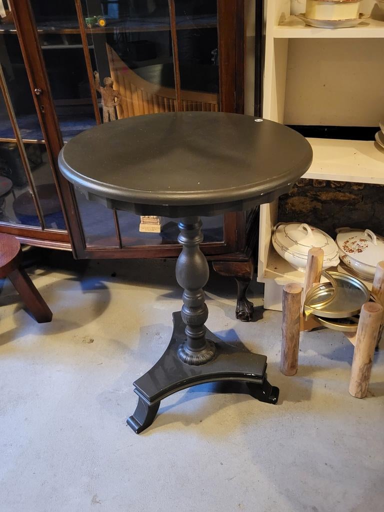 Bijzettafel / wijntafel donkergrijs, antraciet, Ophalen, Zo goed als nieuw, Rond, Minder dan 55 cm