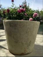 Stevige zware bloempotten tuindecoratie diverse, Tuin en Terras, Bloempotten, Steen, Rond, Zo goed als nieuw, Tuin