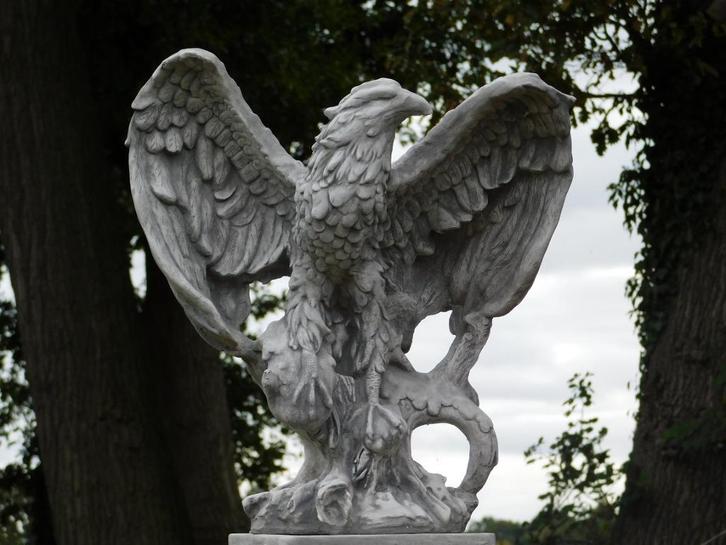 Beeld Adelaar - 57 x 54 cm - Steen, Tuin en Terras, Tuinbeelden, Nieuw, Steen, Ophalen of Verzenden