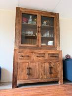 Mooie houten buffetkast met glazen deuren, Ophalen, Overige materialen, Gebruikt, 100 tot 150 cm