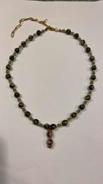 Ketting cloisonne en kraaltjes groene jade vintage 46 cm, Sieraden, Tassen en Uiterlijk, Antieke sieraden, Ophalen of Verzenden