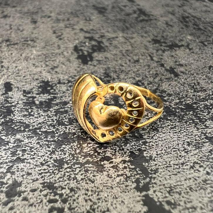 21k gouden ring hart model, Sieraden, Tassen en Uiterlijk, Ringen, Nieuw, Goud, Ophalen of Verzenden