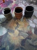 Stoere lederlook bloempotten 3 stuks, Huis en Inrichting, Woonaccessoires | Overige, Ophalen of Verzenden, Zo goed als nieuw