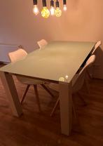 Glazen eettafel met 4 stoelen, Ophalen, 100 tot 150 cm, 150 tot 200 cm, Vier personen
