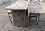 Bartafel met 4 krukken, Tuin en Terras, Ophalen, Gebruikt, Rechthoekig