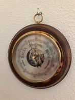 Barometer messing met notenhouten rand, Ophalen of Verzenden, Gebruikt, Barometer