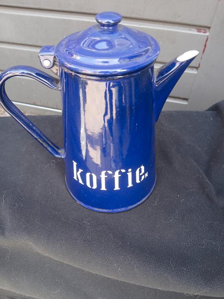 Vintage Koffiekan Blauw Emaille, Antiek en Kunst, Antiek | Emaille, Ophalen of Verzenden